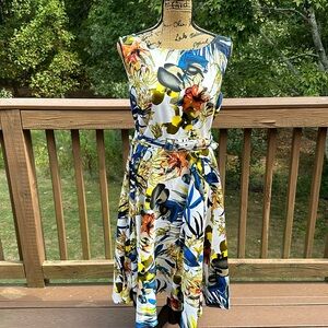 Vintage Belle Poque Dress flower womens size XL back zipper 50’s style